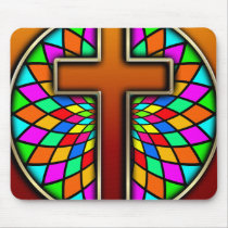 CROSS WITH STAINED GLASS MOUSE PADS