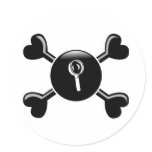 Crossbones Investigating Round Stickers