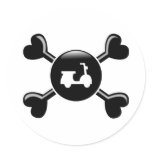 Crossbones Scooters Round Stickers