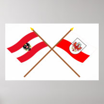 Crossed Austria and Tirol flags Poster
