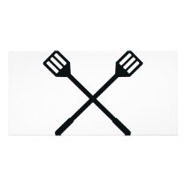 crossed barbecue cutlery icon custom photo card