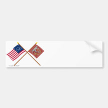 Crossed Bennington and Bedford Flags Bumper Stickers