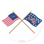 Crossed Bennington and Whiskey Rebellion Flags Sticker