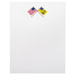 Crossed Betsy Ross and Bucks of America Flags Letterhead Template