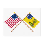 Crossed Betsy Ross and Bucks of America Flags Post Cards