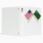 Crossed Betsy Ross and Green Mountain Boys Flags 3 Ring Binder