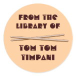 Crossed Drumsticks Personalized Drummer Bookplates Round Stickers