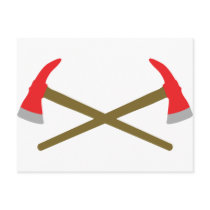 crossed firefighter axe postcards