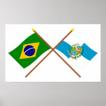Crossed Flags of Brazil and Rio de Janeiro