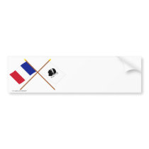 Crossed flags of France and La Corse