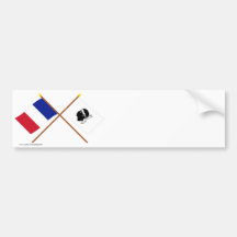 Crossed flags of France and La Corse Bumper Sticker