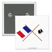Crossed flags of France and La Corse Buttons