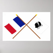 Crossed flags of France and La Corse