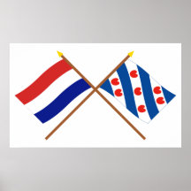 Crossed flags of Holland and Friesland Posters