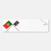 Crossed Flags of Portugal and the Azores Bumper Stickers