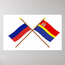 Crossed flags of Russia and Kaliningrad Oblast Print