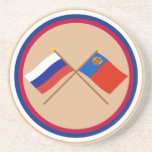 Crossed flags of Russia and Kemerovo Oblast Beverage Coaster