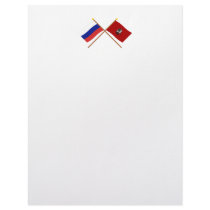 Crossed flags of Russia and Moscow Federal City