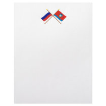Crossed flags of Russia and Oryol Oblast