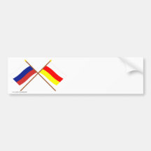 Crossed flags of Russia and Rep. of North Ossetia Bumper Sticker