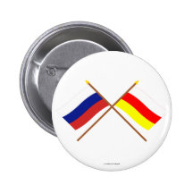Crossed flags of Russia and Rep. of North Ossetia Pinback Buttons