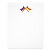 Crossed flags of Russia and Rep. of North Ossetia Letterhead Template