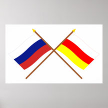 Crossed flags of Russia and Rep. of North Ossetia Posters
