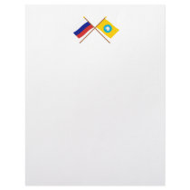 Crossed flags of Russia and Republic of Kalmykia