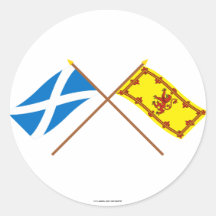 Crossed Flags of Scotland Round Stickers