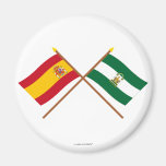 Crossed flags of Spain and Andalucía Fridge Magnet