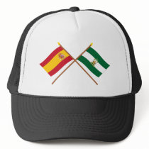 Crossed flags of Spain and Andalucía