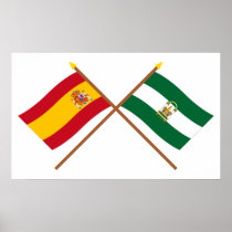 Crossed flags of Spain and Andalucía
