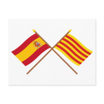 Crossed flags of Spain and Cataluña