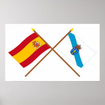 Crossed flags of Spain and Galicia