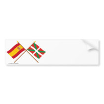 Crossed flags of Spain and País Vasco (Euskadi)