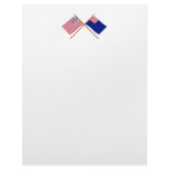Crossed Grand Union and Pennsylvania Navy Flags Letterhead Template