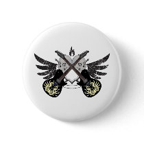 Crossed Guitars and Skulls Buttons