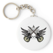 Crossed Guitars and Skulls Key Chains