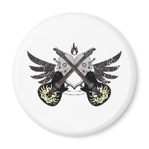 Crossed Guitars and Skulls Refrigerator Magnet