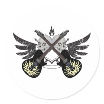 Crossed Guitars and Skulls Sticker