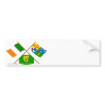 Crossed Ireland and Four-Province Flags with Erin Bumper Sticker