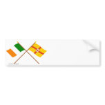 Crossed Ireland and Ulster Province Flags Bumper Stickers