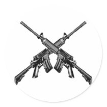 Crossed Rifles Round Sticker