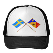 Crossed Sweden and Stockholms län flags Hats
