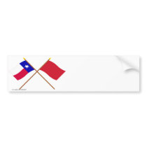 Crossed Texas and Alabama Red Rovers Flags Bumper Sticker