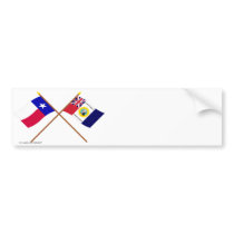 Crossed Texas and Austin-Wharton-Archer Flags Bumper Sticker