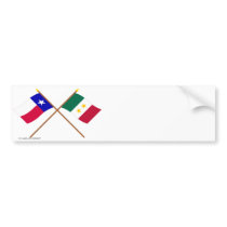 Crossed Texas and Coahuila y Tejas Flags Bumper Sticker