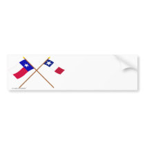 Crossed Texas and Dodson Flags Bumper Stickers