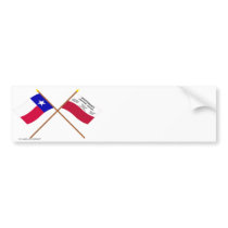 Crossed Texas and Fredonia Flags Bumper Stickers