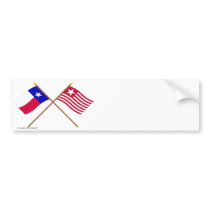 Crossed Texas and Long's Expedition Flags Bumper Stickers